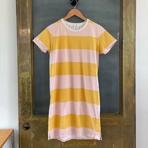Sundry Yellow Pink Stripe T Shirt Dress Casual Cotton USA Size 2 small